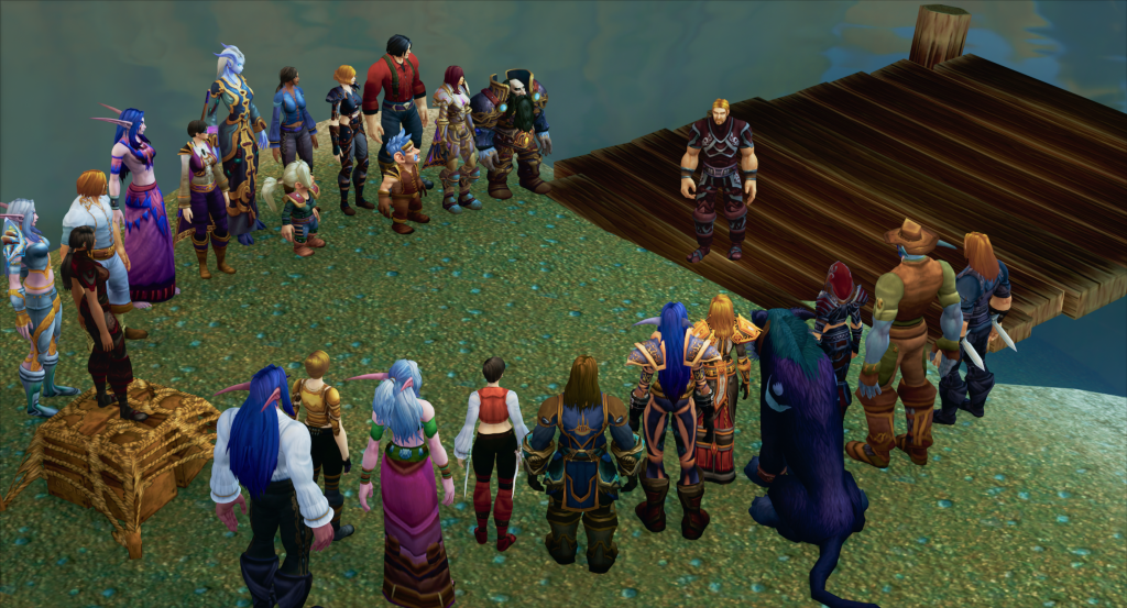 Mats pelissä Ibelininä, ystäviensä ympäröimänä.